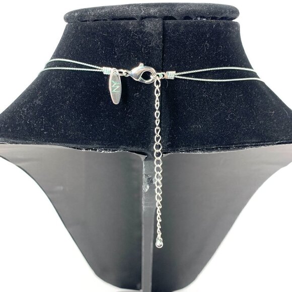 NY Beaded Double Strand Opera Length Necklace Black, Silver 17" Drop - Picture 3 of 4